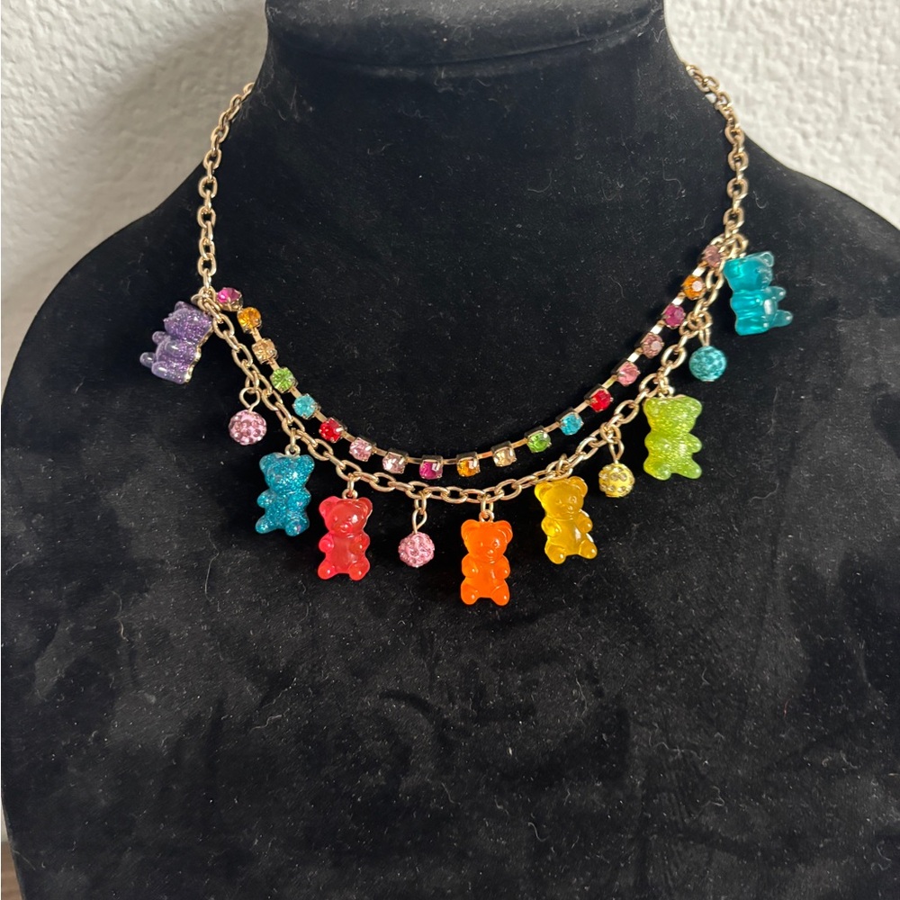 Betsey Johnson Colorful Gummy Bear Charm Necklace EUC